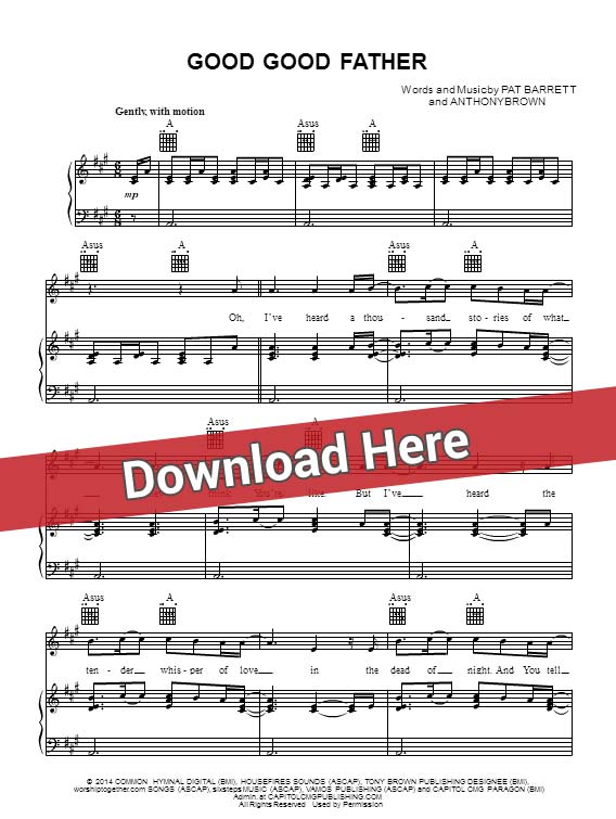 chris tomlin, good good father, sheet music, piano notes, chords, keyboard, download, tutorial, how to