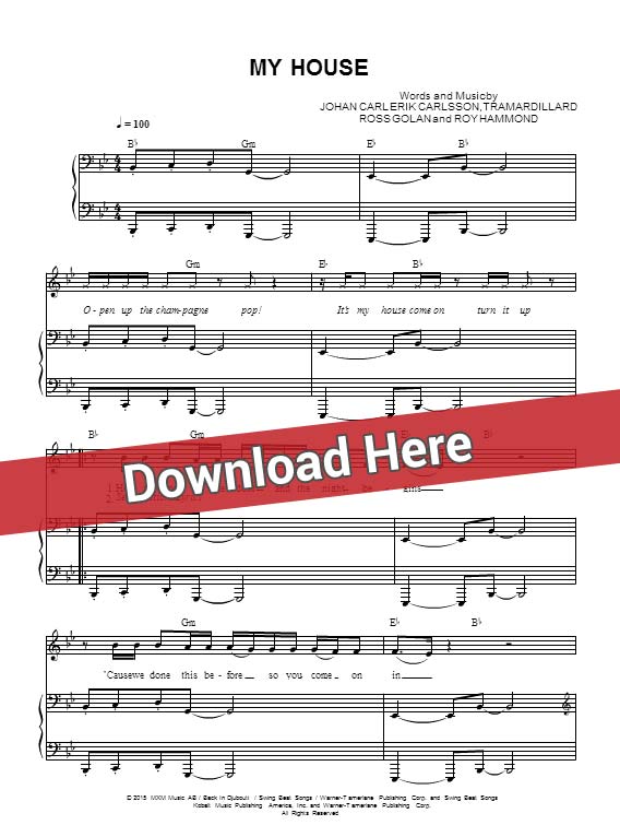 flo rida, my house, sheet music, piano notes, chords, download, pdf, klavier noten, akkorden, keyboard, guitar, tabs, voice, vocals
